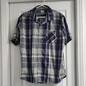 Volcom Blue and White Plaid Men's Shirt
